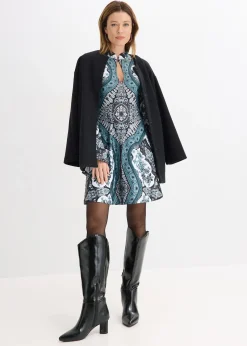 Robe en jersey avec col montant et manches volantées