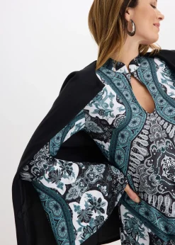 Robe en jersey avec col montant et manches volantées