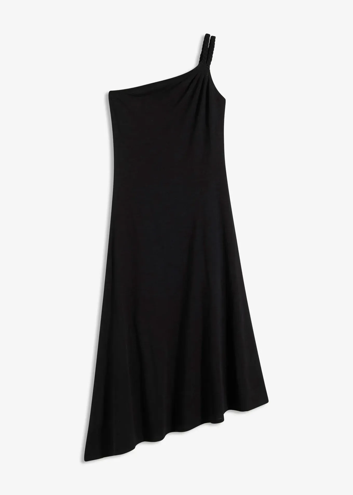 Robe en jersey coton à base asymétrique et détail nœud sur l’épaule