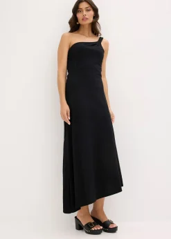Robe en jersey coton à base asymétrique et détail nœud sur l’épaule