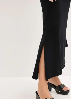 Robe en jersey coton à base asymétrique et détail nœud sur l’épaule