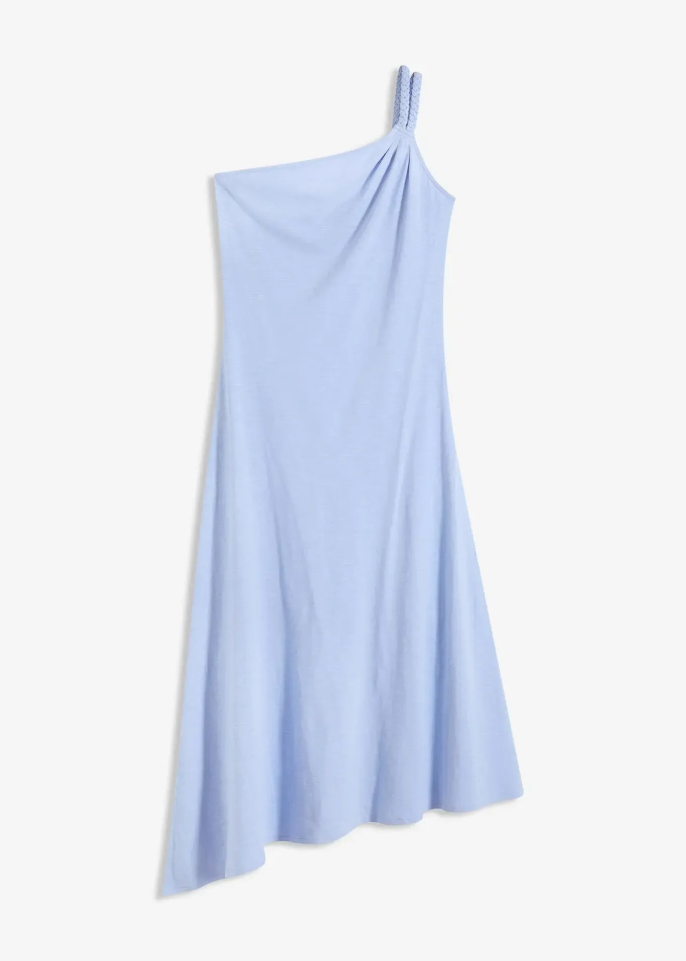 Robe en jersey coton à base asymétrique et détail nœud sur l’épaule