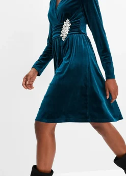 Robe en jersey de velours brillant