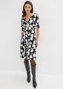 Robe en jersey imprimé avec drapé
