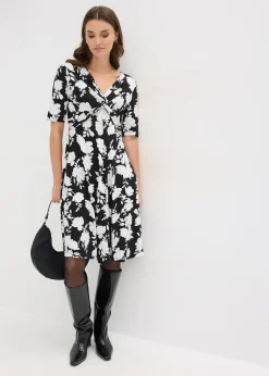 Robe en jersey imprimé avec drapé