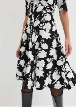 Robe en jersey imprimé avec drapé