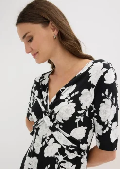 Robe en jersey imprimé avec drapé