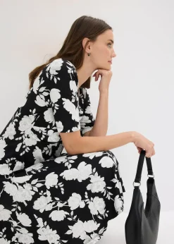 Robe en jersey imprimé avec drapé