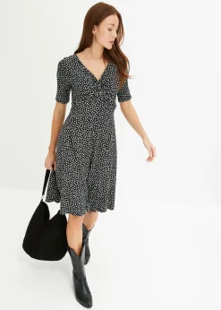 Robe en jersey imprimé avec drapé