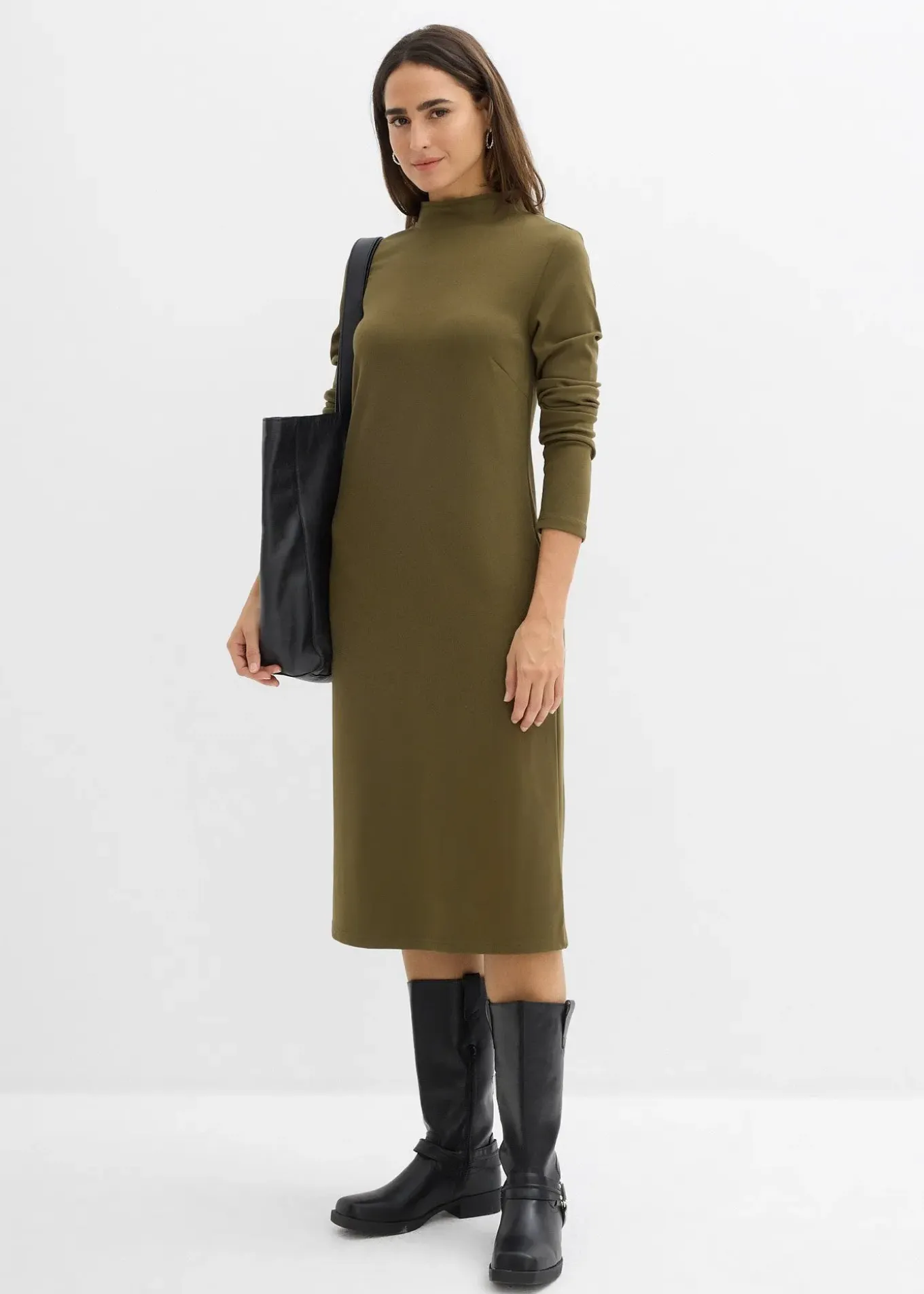 Robe en jersey milano à col montant