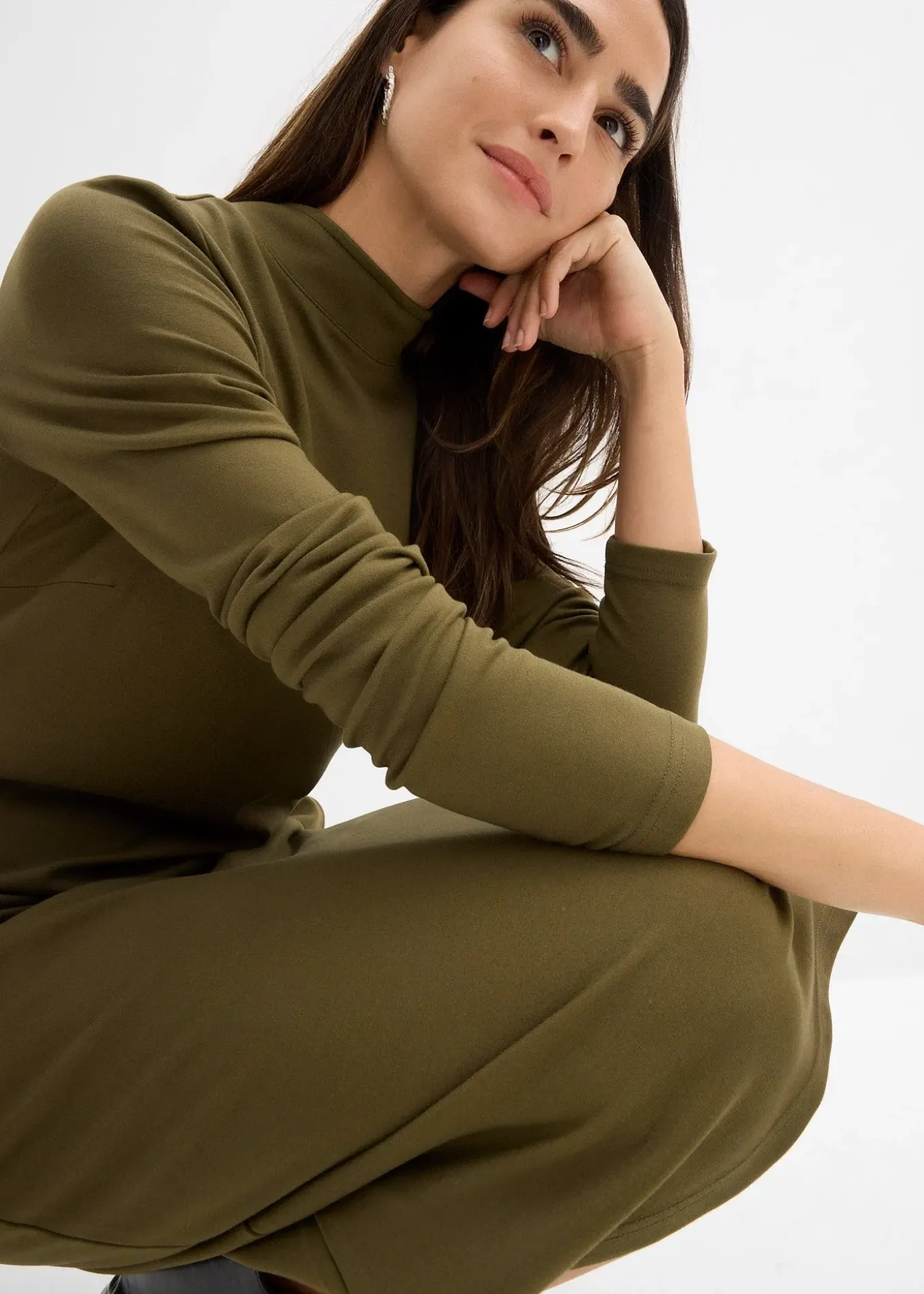 Robe en jersey milano à col montant