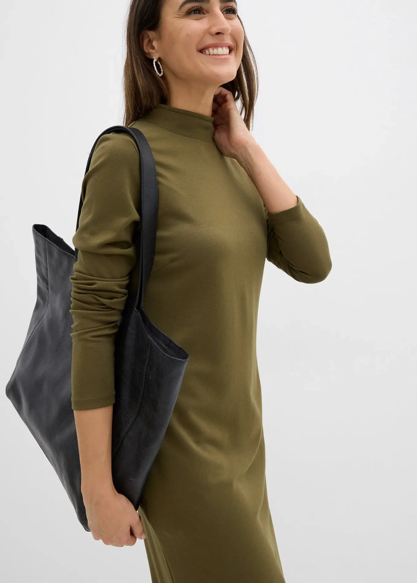 Robe en jersey milano à col montant