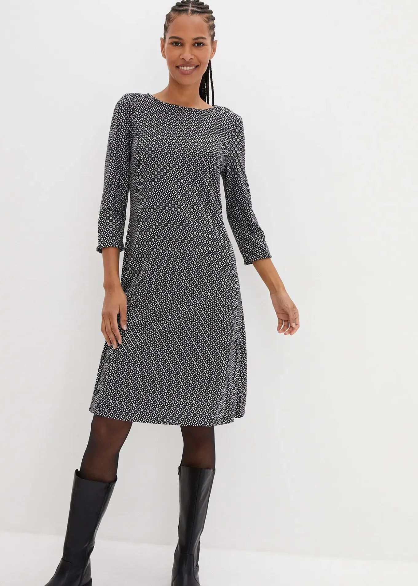 Robe en jersey milano de viscose mélangée avec motif jacquard
