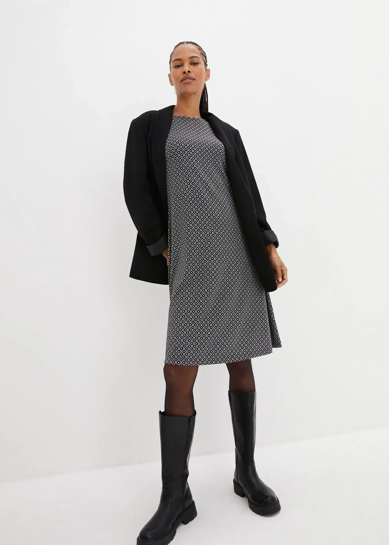Robe en jersey milano de viscose mélangée avec motif jacquard