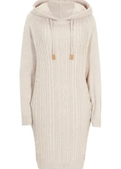 Robe en maille à capuche avec torsades