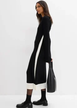 Robe en maille à détails contrastants