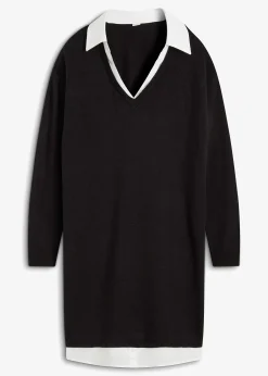 Robe en maille à empiècement chemisier