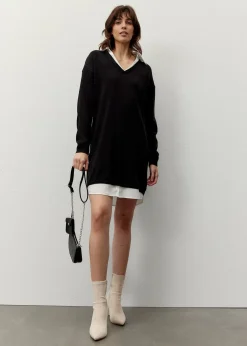 Robe en maille à empiècement chemisier