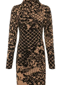 Robe en maille ajustée à col montant