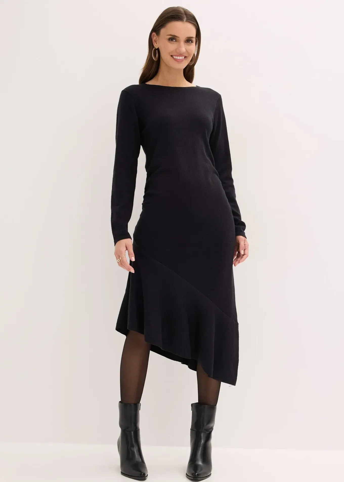 Robe en maille asymétrique en coton et cachemire