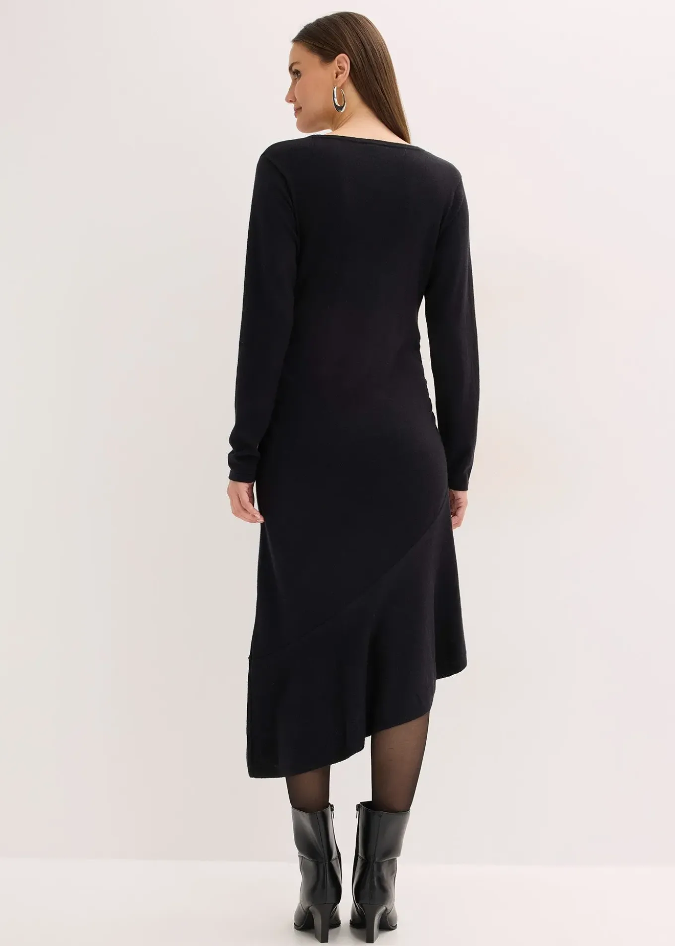 Robe en maille asymétrique en coton et cachemire