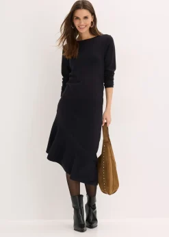 Robe en maille asymétrique en coton et cachemire