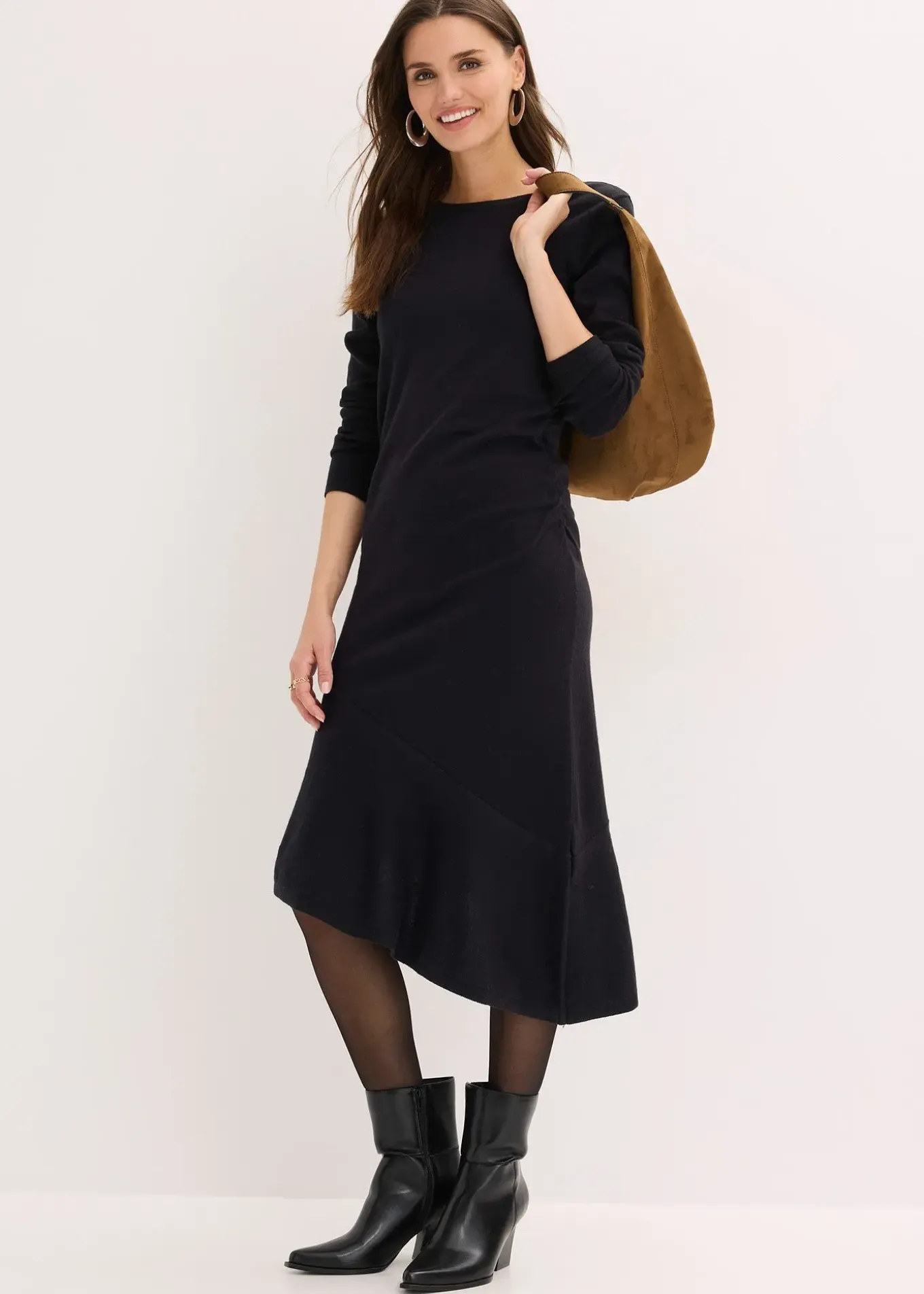 Robe en maille asymétrique en coton et cachemire