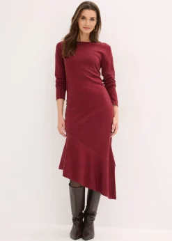 Robe en maille asymétrique en coton et cachemire