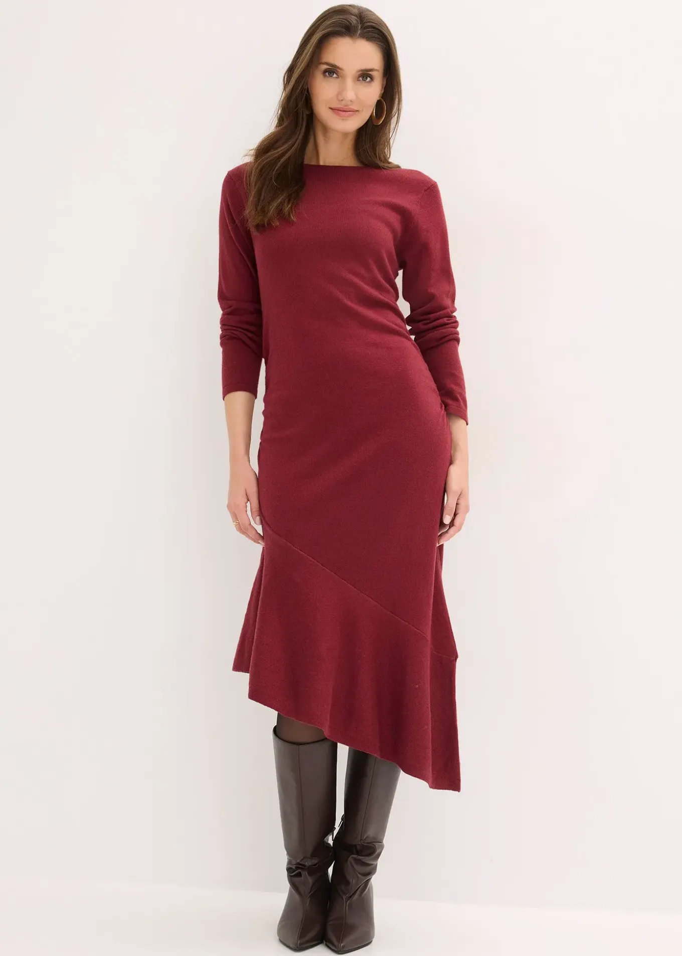 Robe en maille asymétrique en coton et cachemire