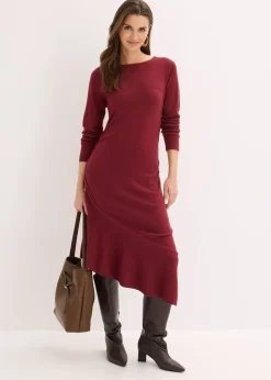 Robe en maille asymétrique en coton et cachemire