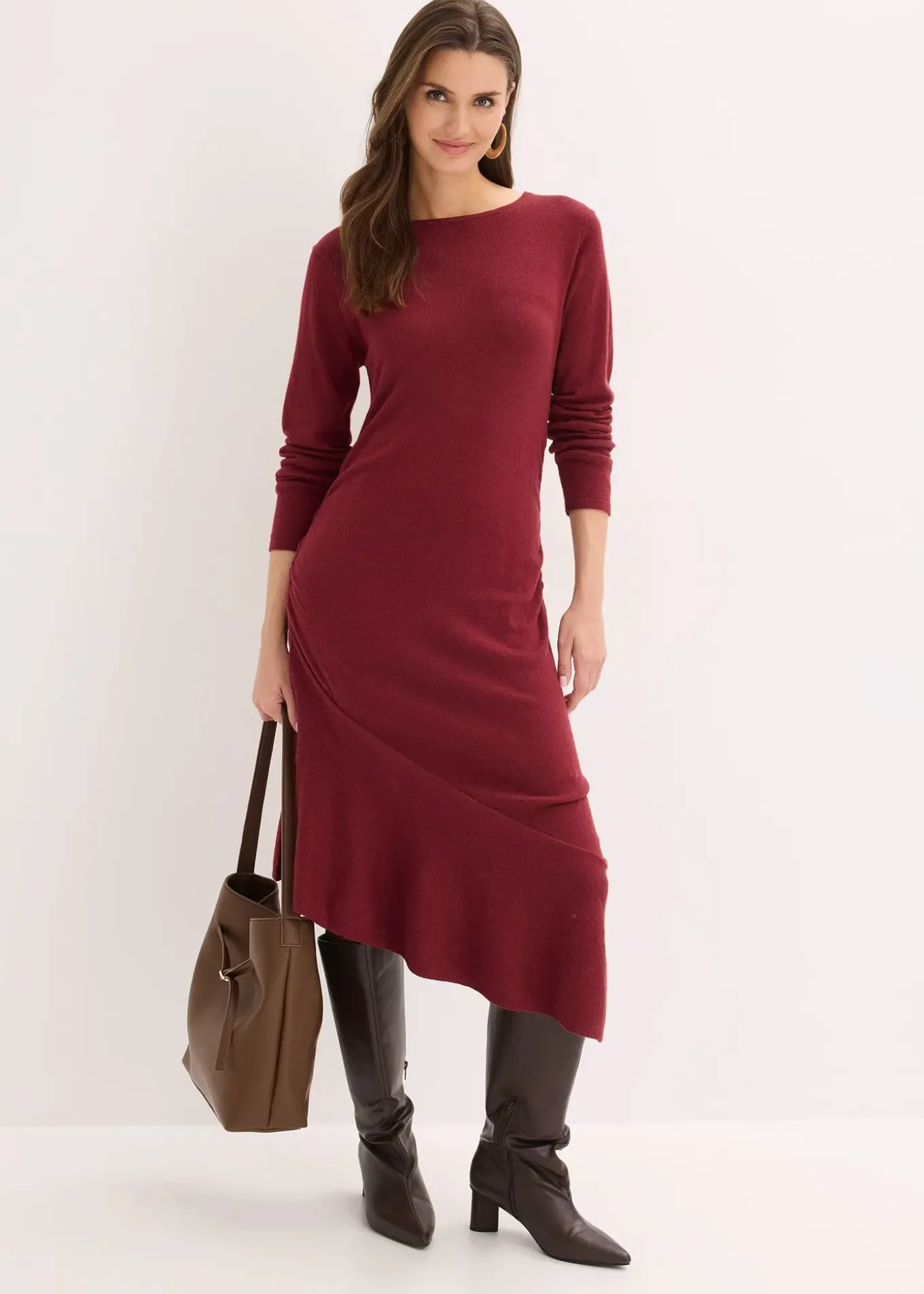 Robe en maille asymétrique en coton et cachemire