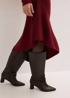 Robe en maille asymétrique en coton et cachemire