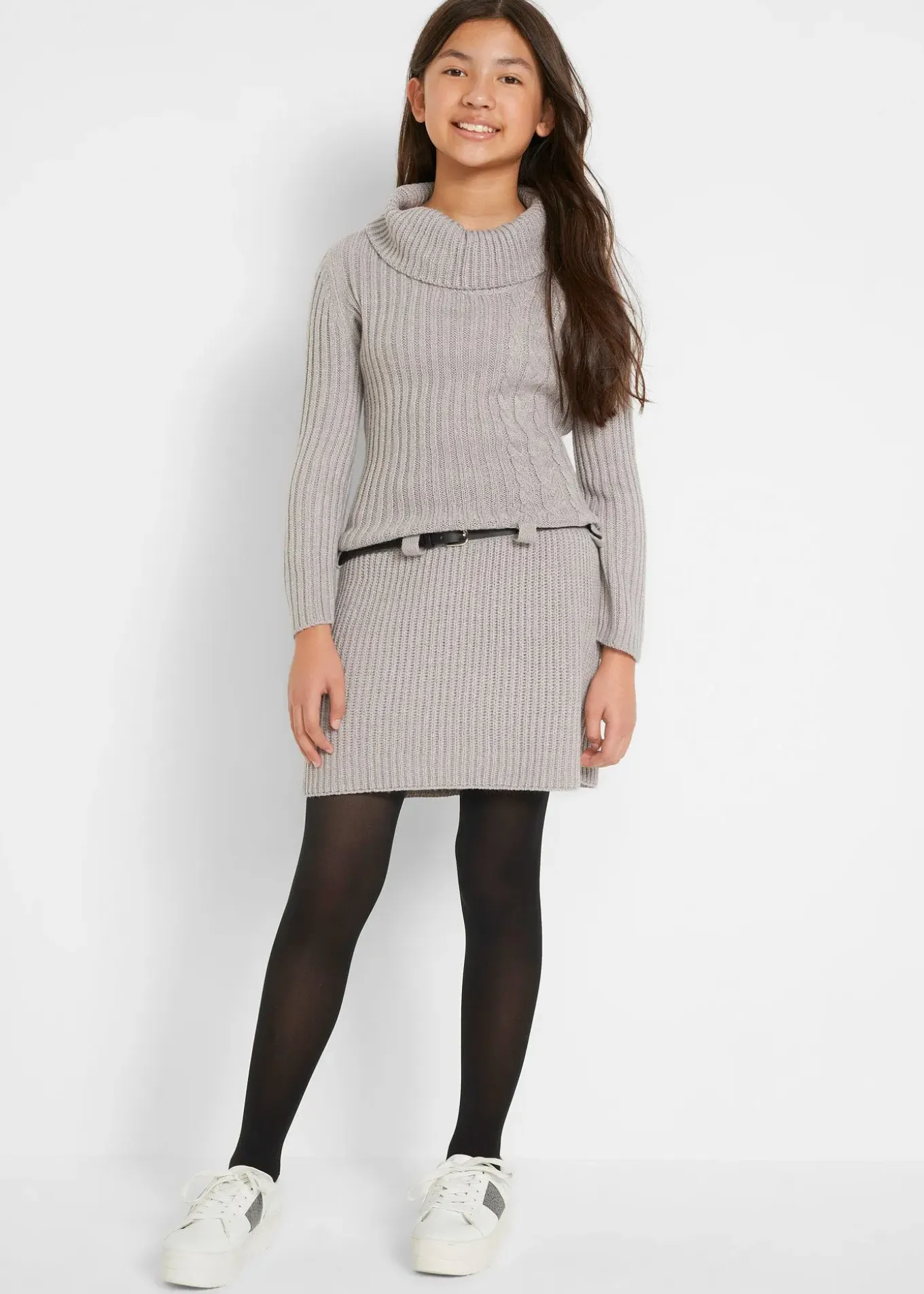 Robe en maille avec ceinture (ens. 2 pces)