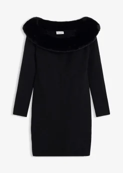 Robe en maille avec empiècement peluche