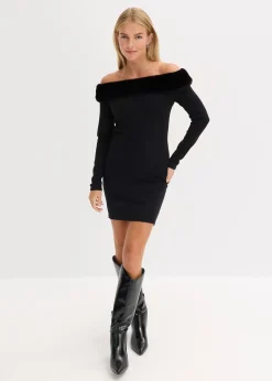 Robe en maille avec empiècement peluche