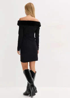 Robe en maille avec empiècement peluche