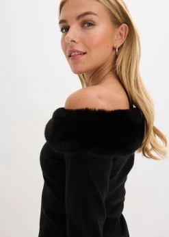 Robe en maille avec empiècement peluche