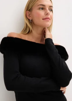 Robe en maille avec empiècement peluche