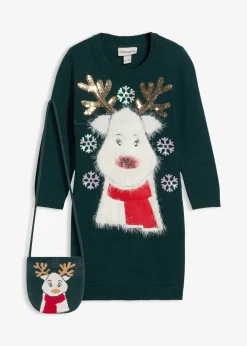 Robe en maille avec sac (ens. 2 pces)