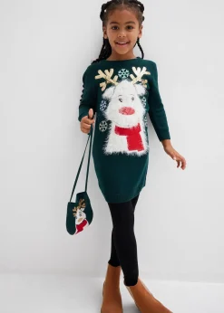 Robe en maille avec sac (ens. 2 pces)