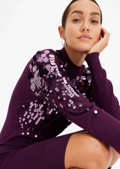 Robe en maille avec sequins sur le haut