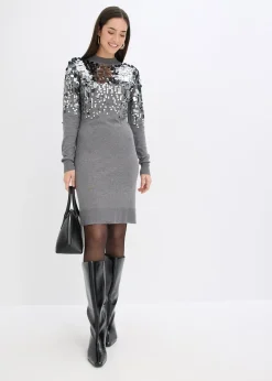 Robe en maille avec sequins sur le haut