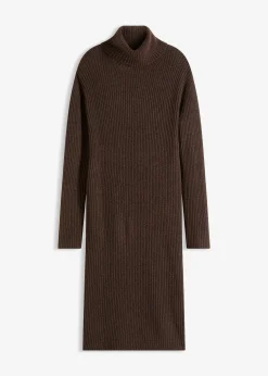 Robe en maille côtelée à col roulé