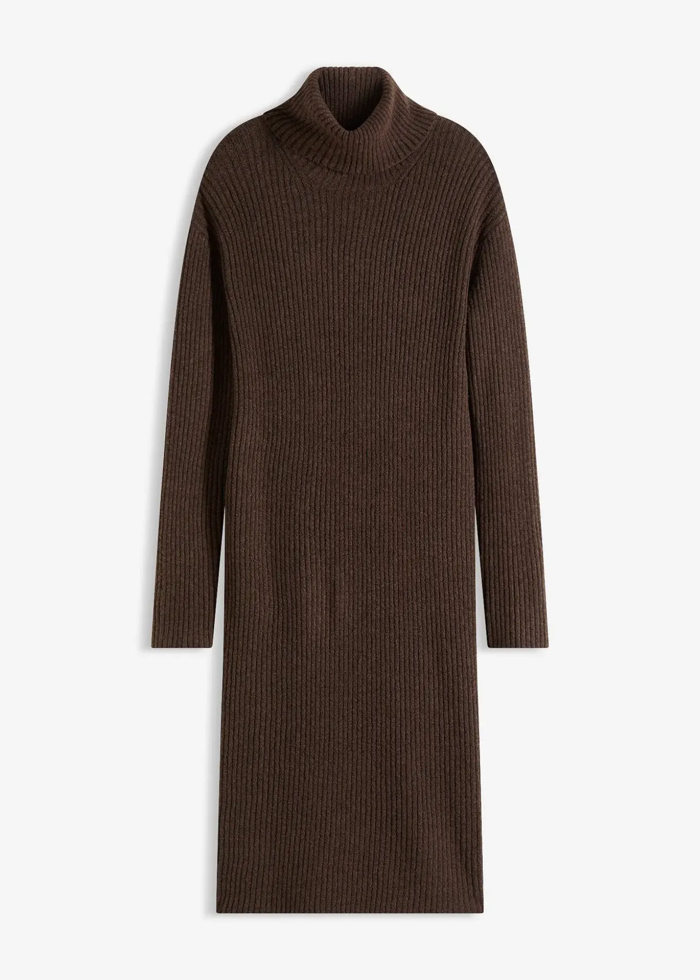 Robe en maille côtelée à col roulé