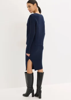 Robe en maille et gilet sans manches (ens. 2 pces)