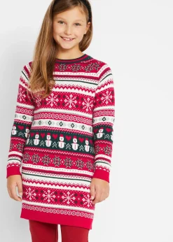 Robe en maille fille à motif hivernal