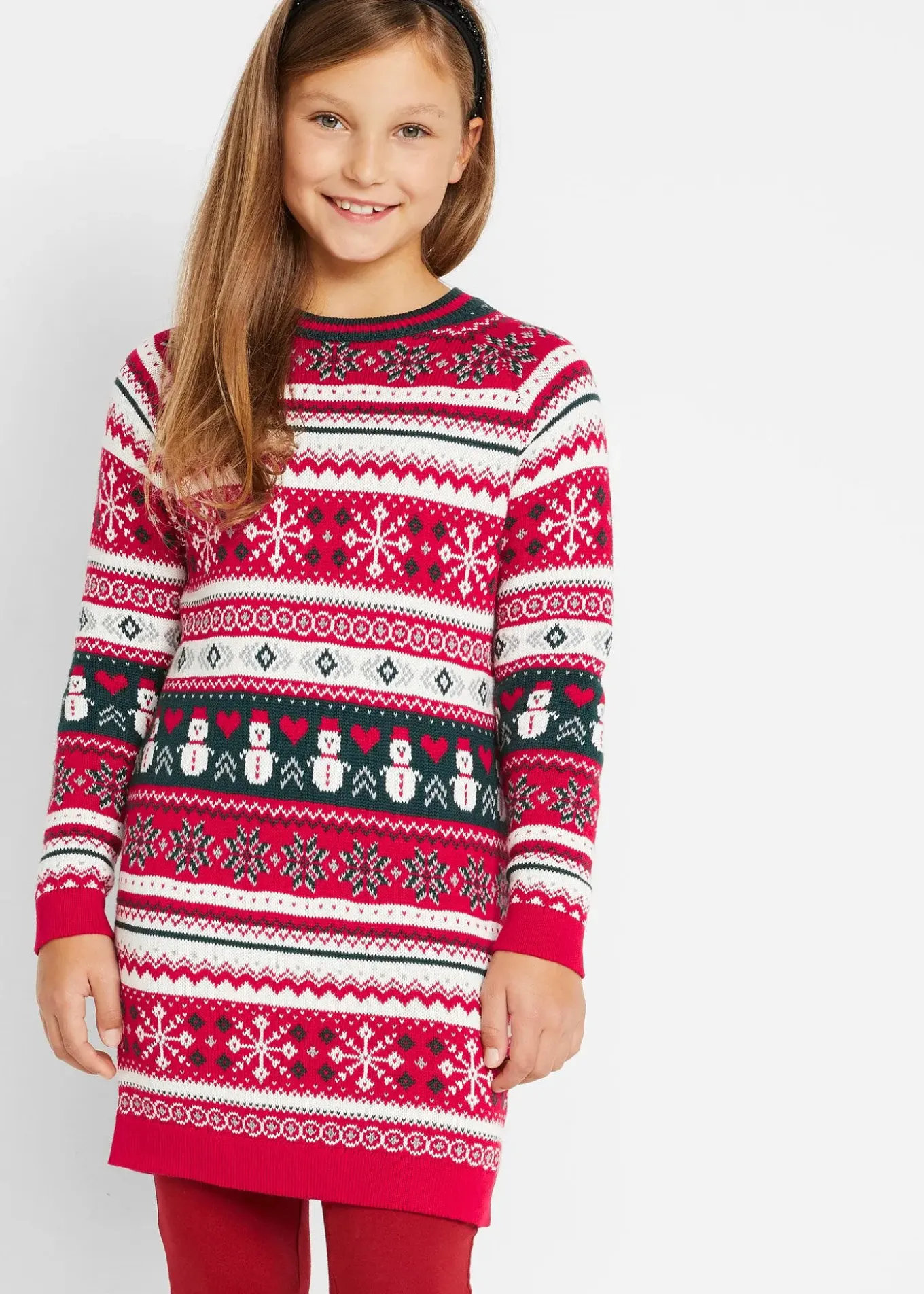 Robe en maille fille à motif hivernal