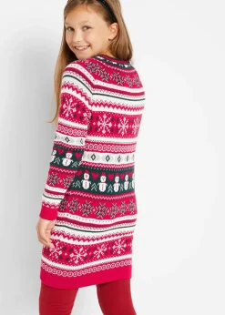 Robe en maille fille à motif hivernal