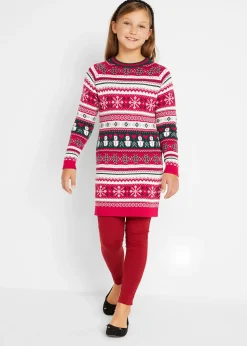 Robe en maille fille à motif hivernal