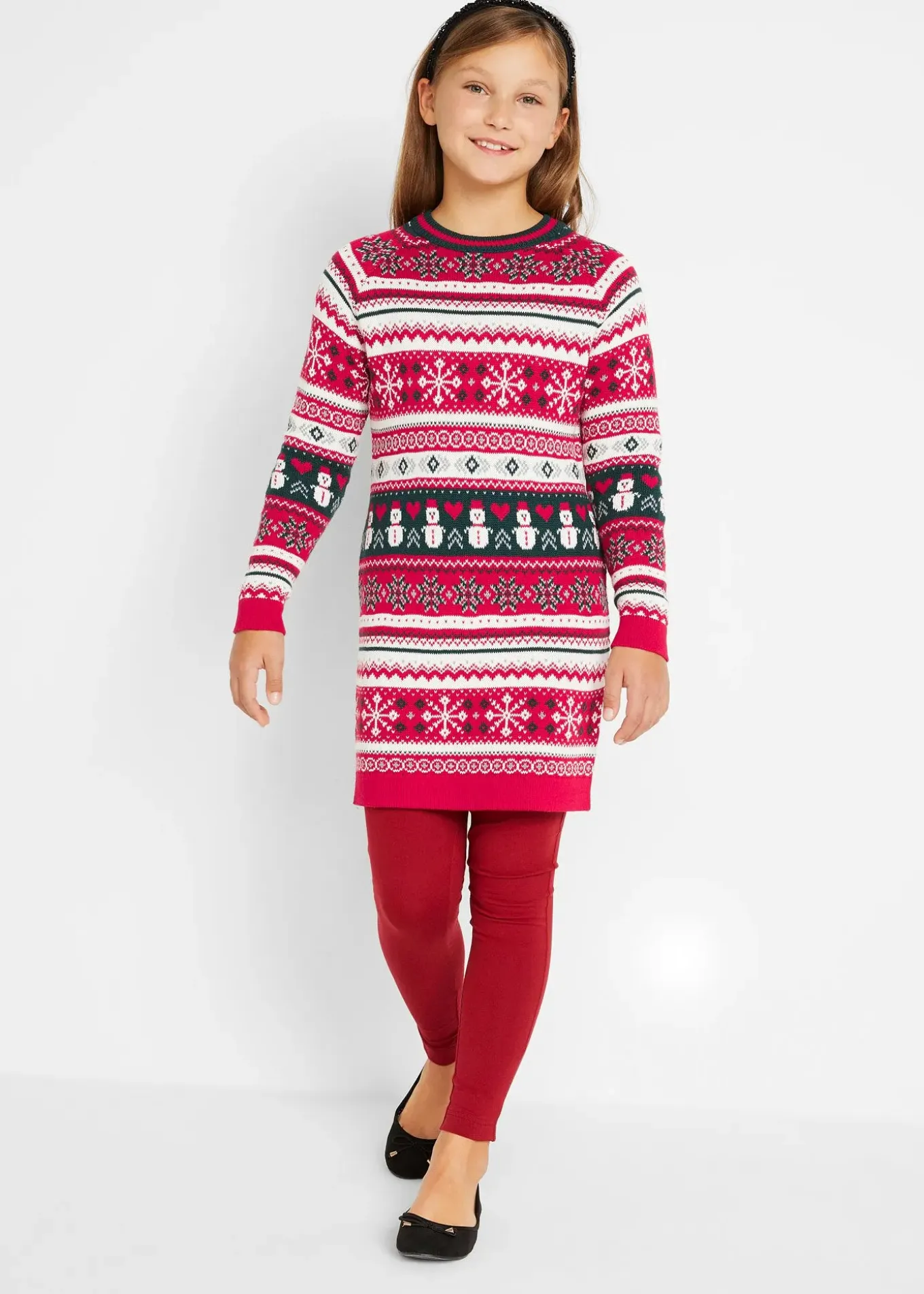 Robe en maille fille à motif hivernal